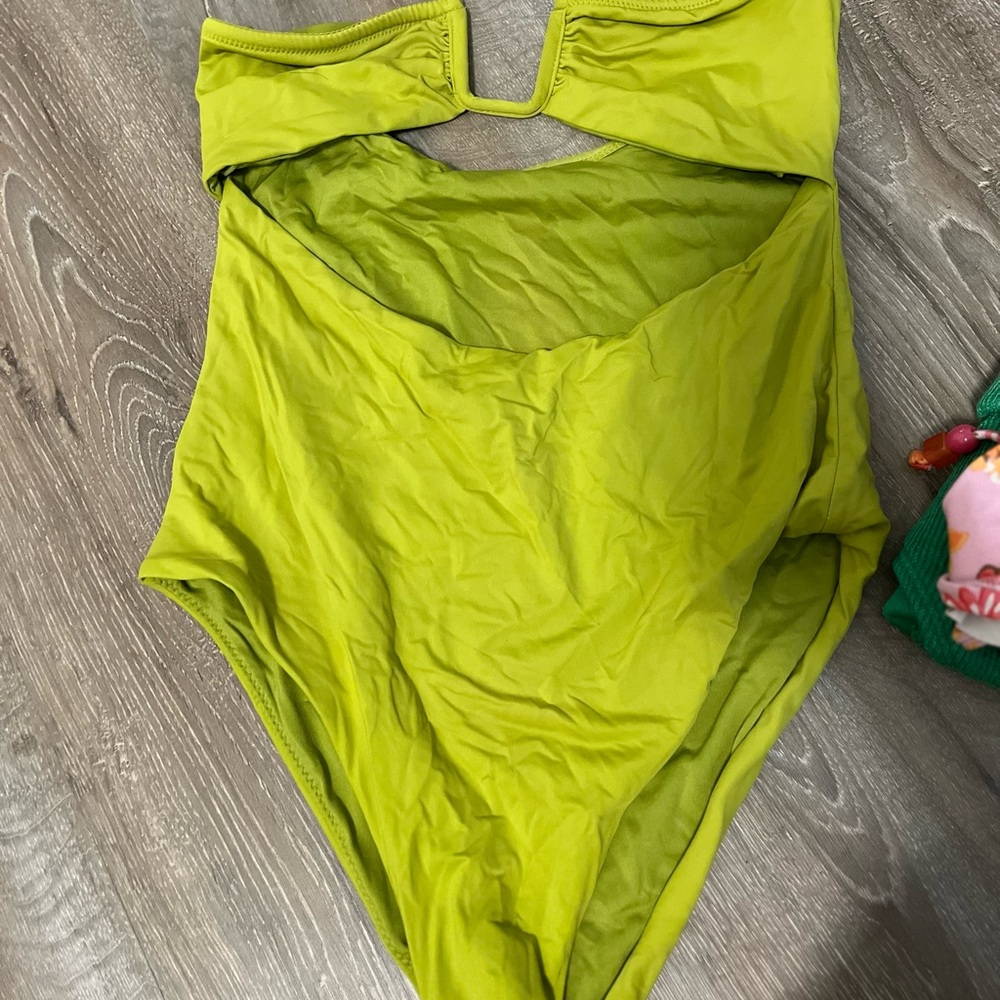 Zara Green One Piece Swimsuit with Scoop Neckline